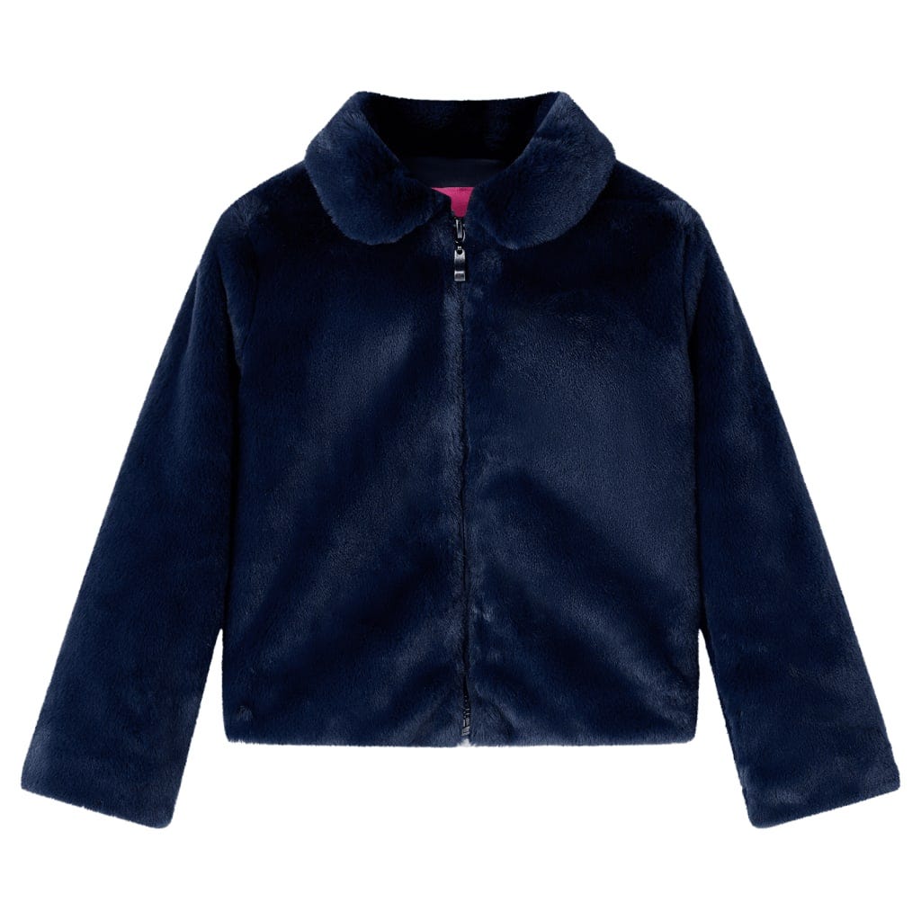 Cappotto Blu Marino per Bambini in Pelliccia Sintetica con