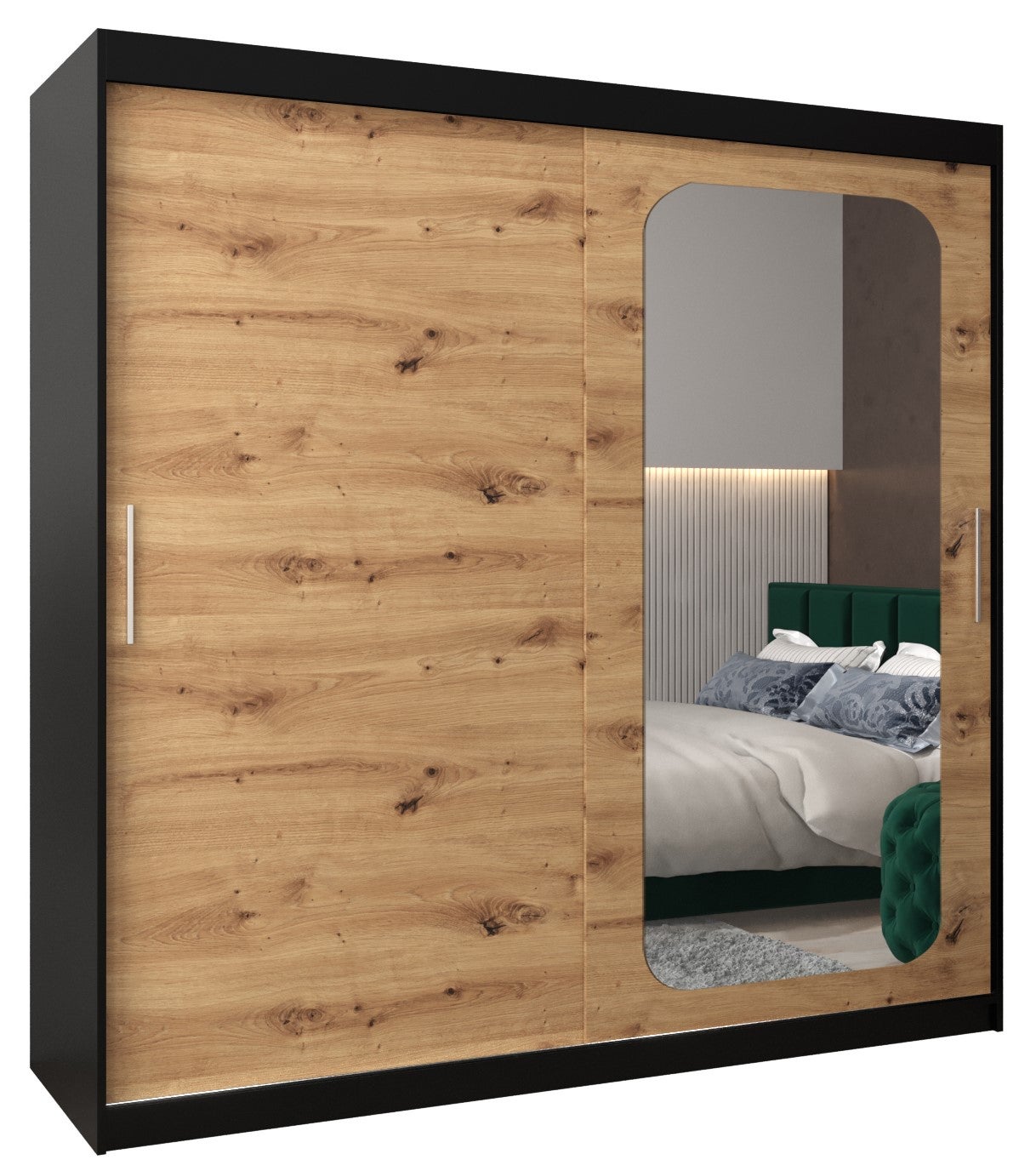 Szafa przesuwna garderoba PROMO T2 200 x 62 x 200 cm Czarny + Artisan - Abiks Meble
