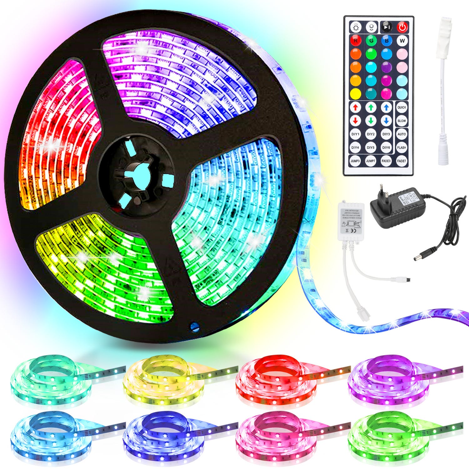 44 Panel Led Ruban LED 5M Bande LED 5050 SMD RGB, 150 LEDs avec télécommande à 44 ...