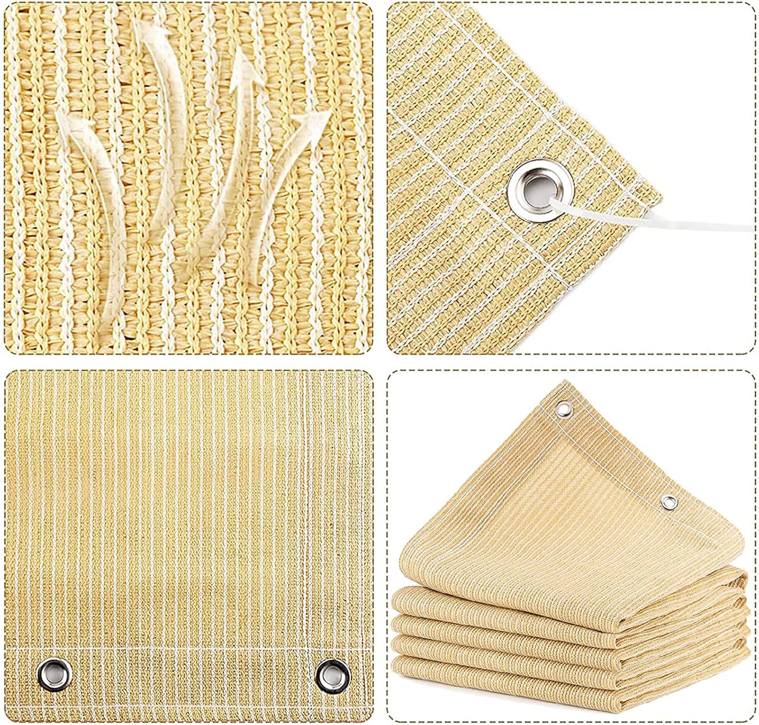 Voile d'ombrage rectangulaire en PEHD, protection UV 95 %, pour terrasse, balcon, camping (2 x 2 m) - 3