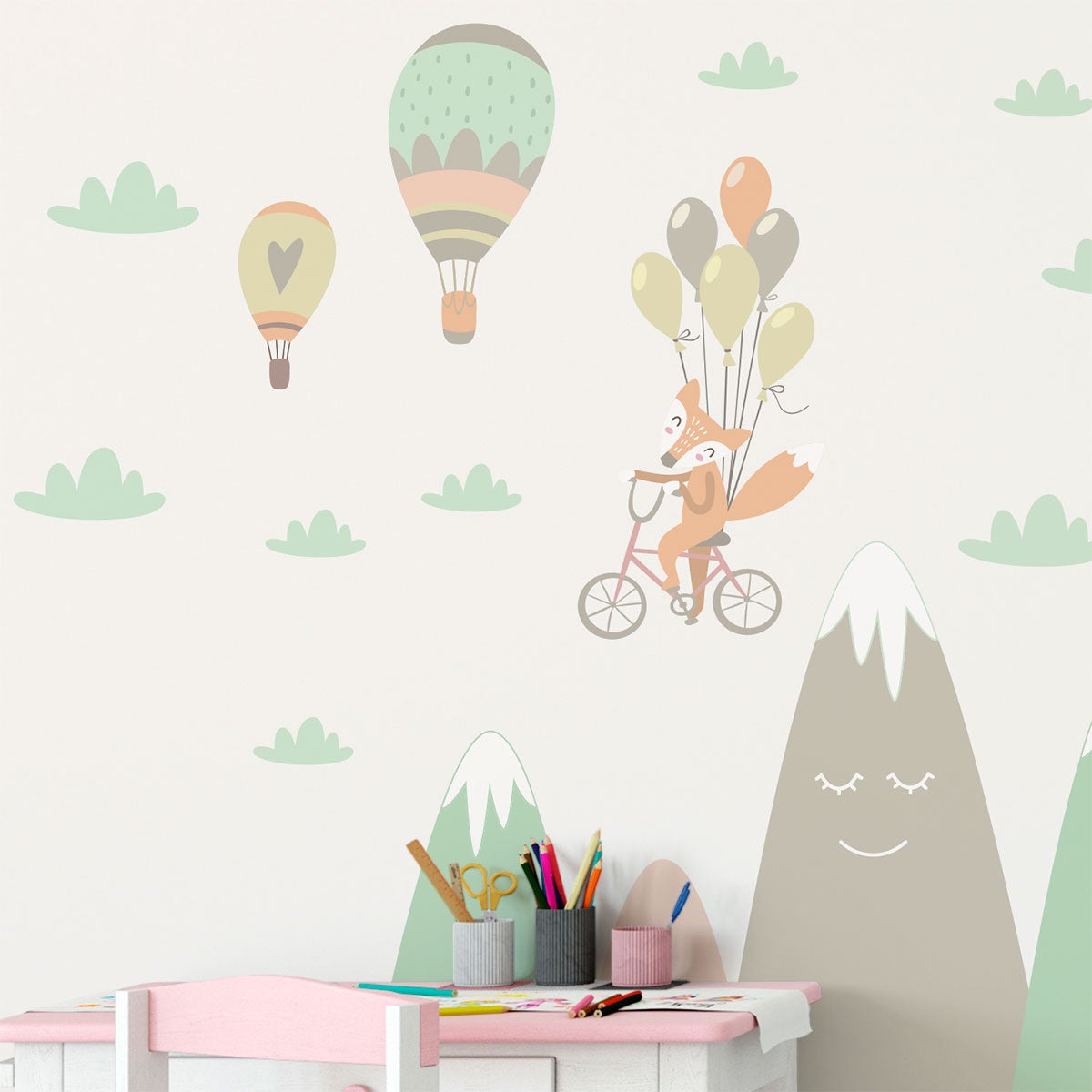 Adesivo bambino di montagna scandinavo giocatori di animali - Sticker adesivo - adesivi murali - 80x120cm - 7