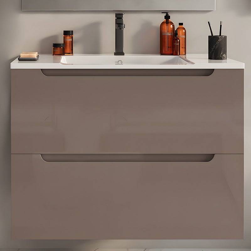 Szafka pojedyncza umywalka wisząca - Kolor taupe - 80 cm - STEFANIE