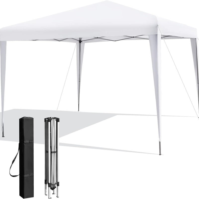 Pawilon Ogrodowy Regulowany w 3 Wysokościach 295x295 cm, Mocna Rama Metalowa, Składany Namiot Ogrodowy z Torbą do Przechowywania (Biały)