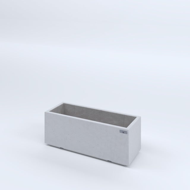 FIORIERE IN CEMENTO LISCE RETTANGOLARI PIEDINI ACQUASTOP CM80X30X30H BIANCO