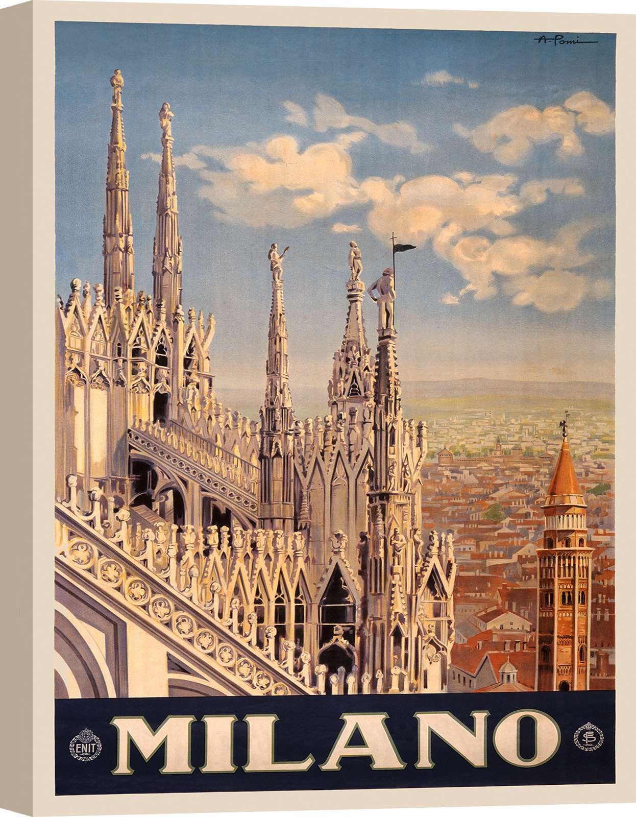 Poster vintage stampa su tela Anonimo, Milano misura 60x80