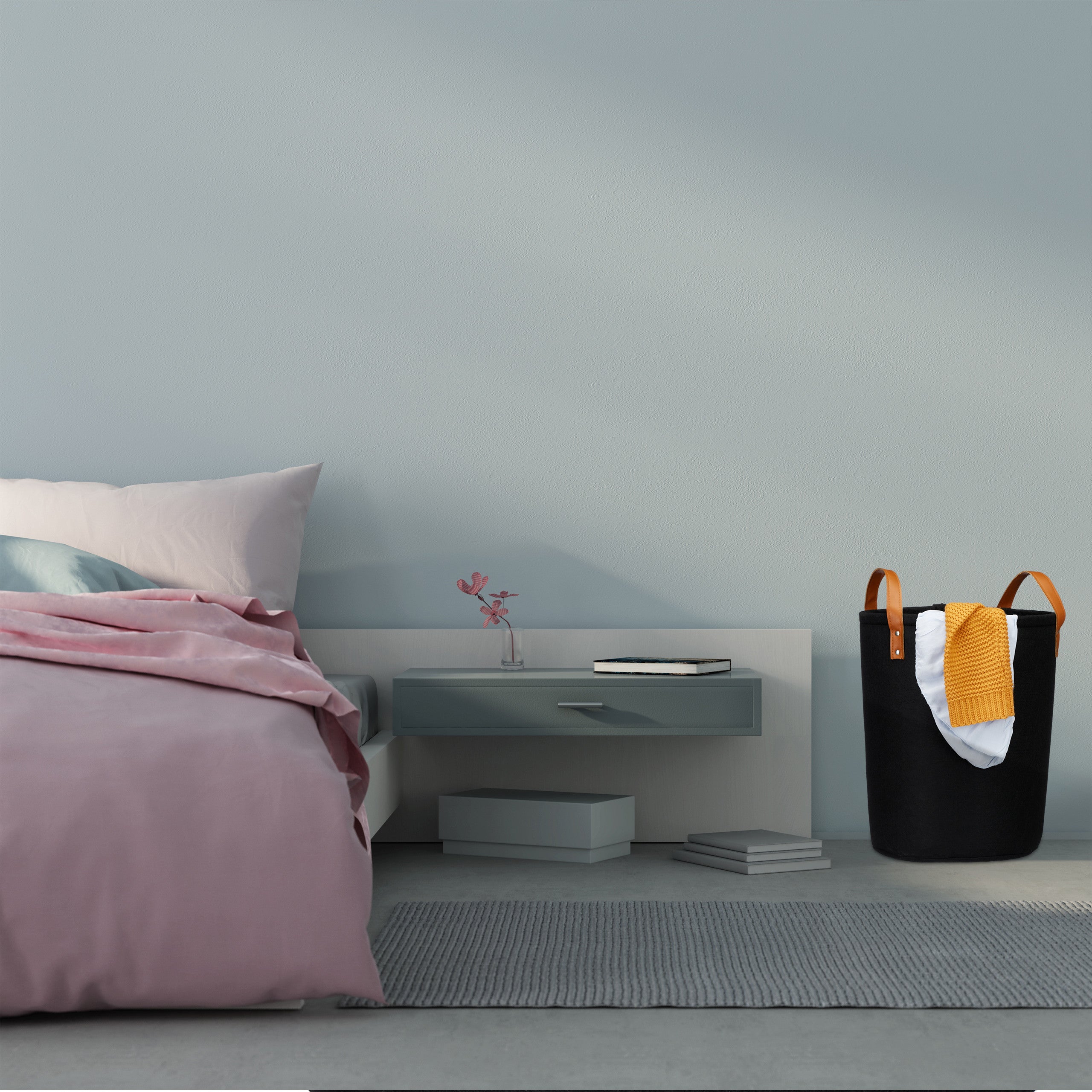 Panier à lessive en feutre, poignée, 28l corbeille de rangement chambres, bain,HxD45 x 30 cm,noir, Relaxdays - 2