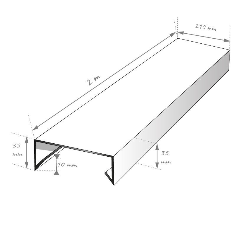 Couvertine aluminium 210 mm RAL 9010 Blanc Pur – 2 m – Épaisseur 1,5 mm PREMIUM – ALUHOME - 3