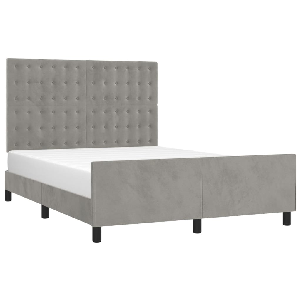 Cadre de lit sans matelas en velours gris clair pour la chambre, 140 × 200 cm - 3
