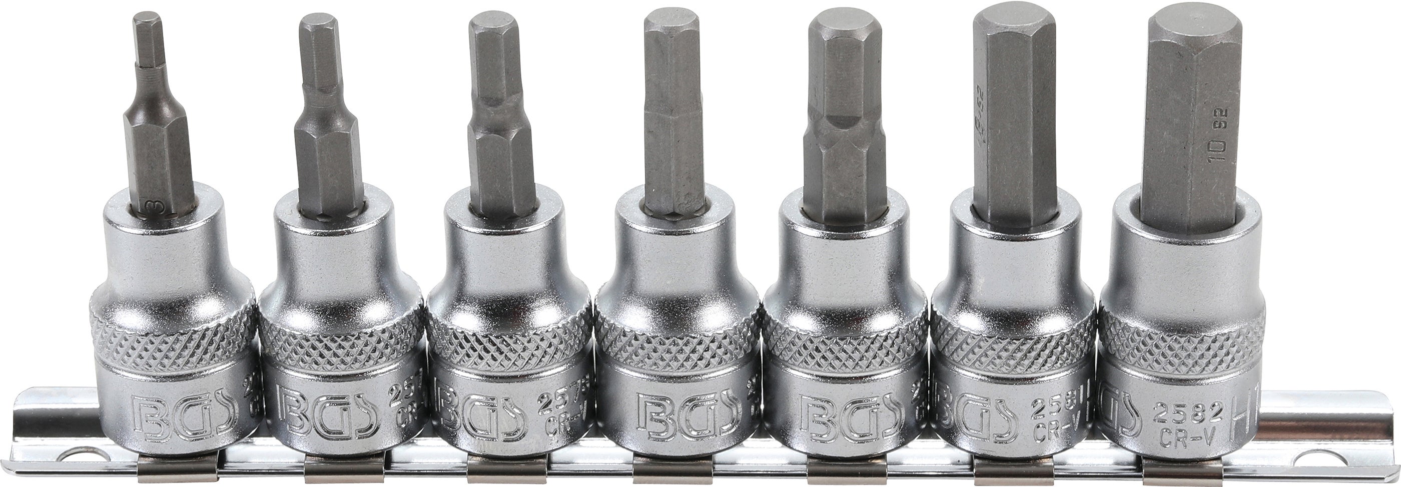 BGS Zestaw bitów Napęd kwadrat wewnętrzny 10 mm (3/8") Sześciokąt wewnętrzny 3 - 10 mm 7-częściowy - 5107