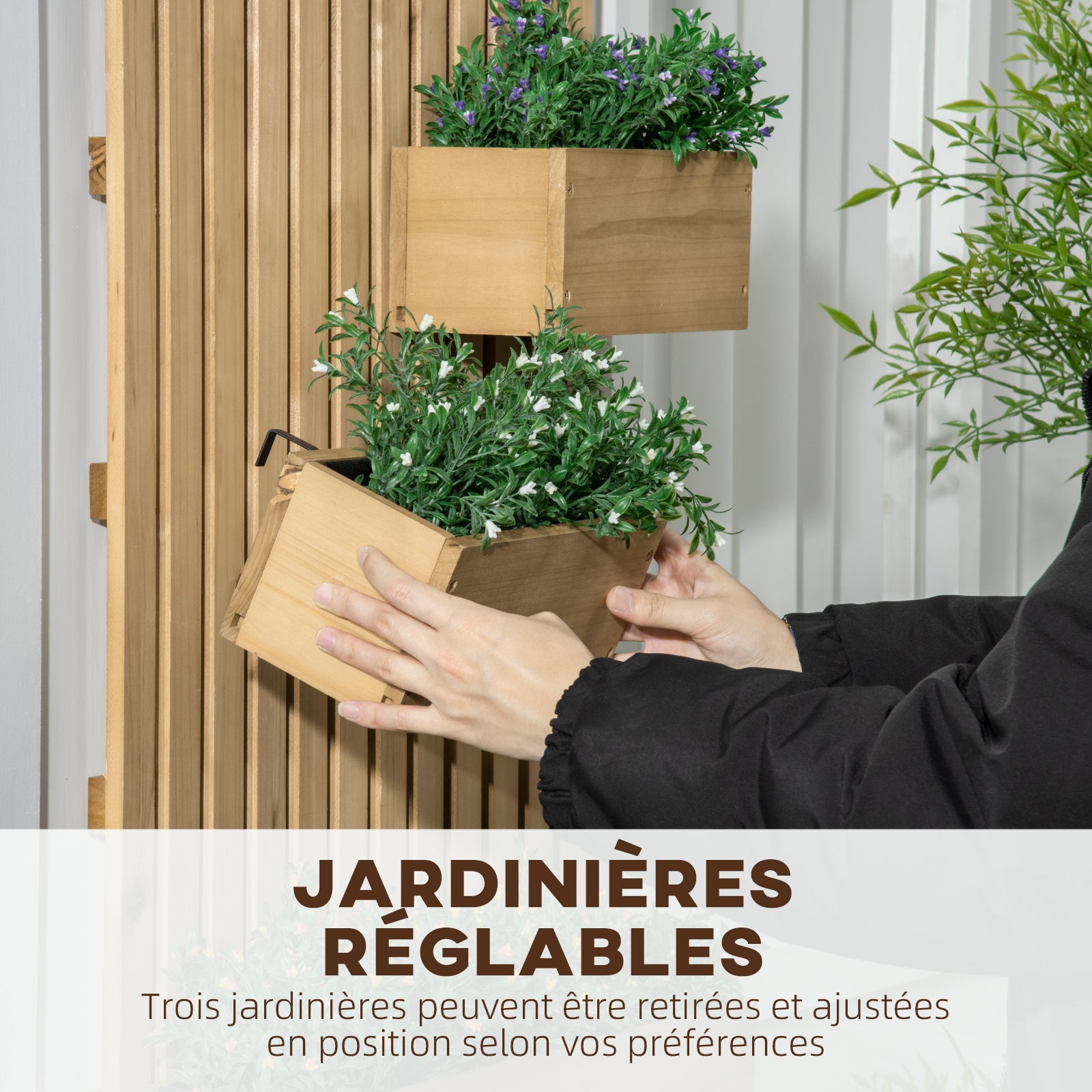 Jardinière murale Bois de sapin Outsunny - 5