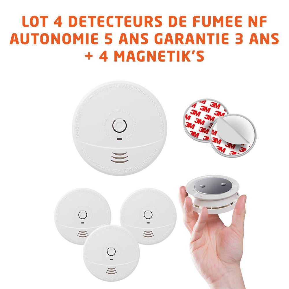 Détecteur de fumée [evacuate], capteur optique, autonomie piles 5 ans, fixation aimantée Magnetik's, garantie 3 ans, zone détection 40 m² - 4