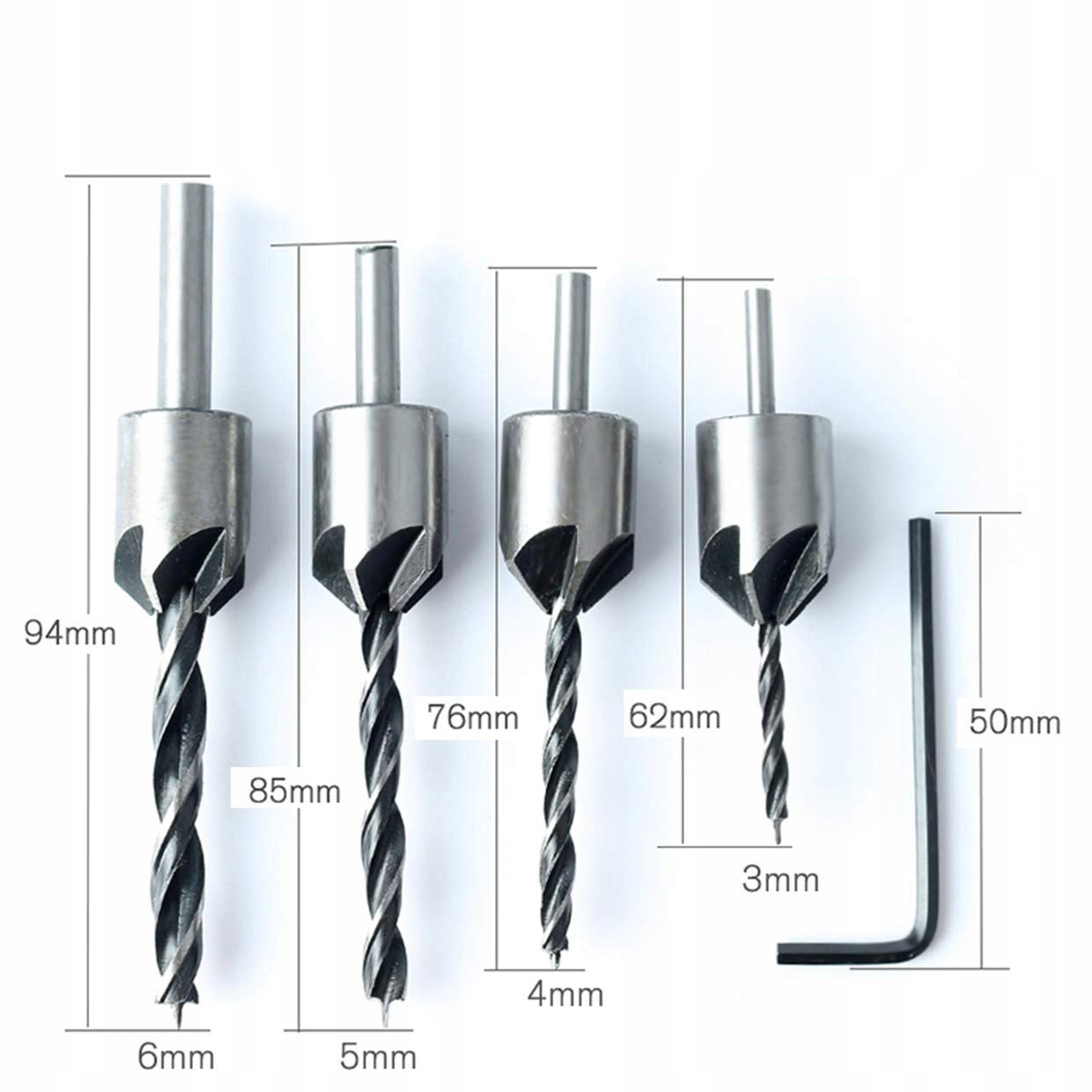 Set Forets Fraiseuses 3–6 mm – Perçage et Fraisage Simultanés | Réglable | Pour Bois et Plastique | 5 Pièces - 2