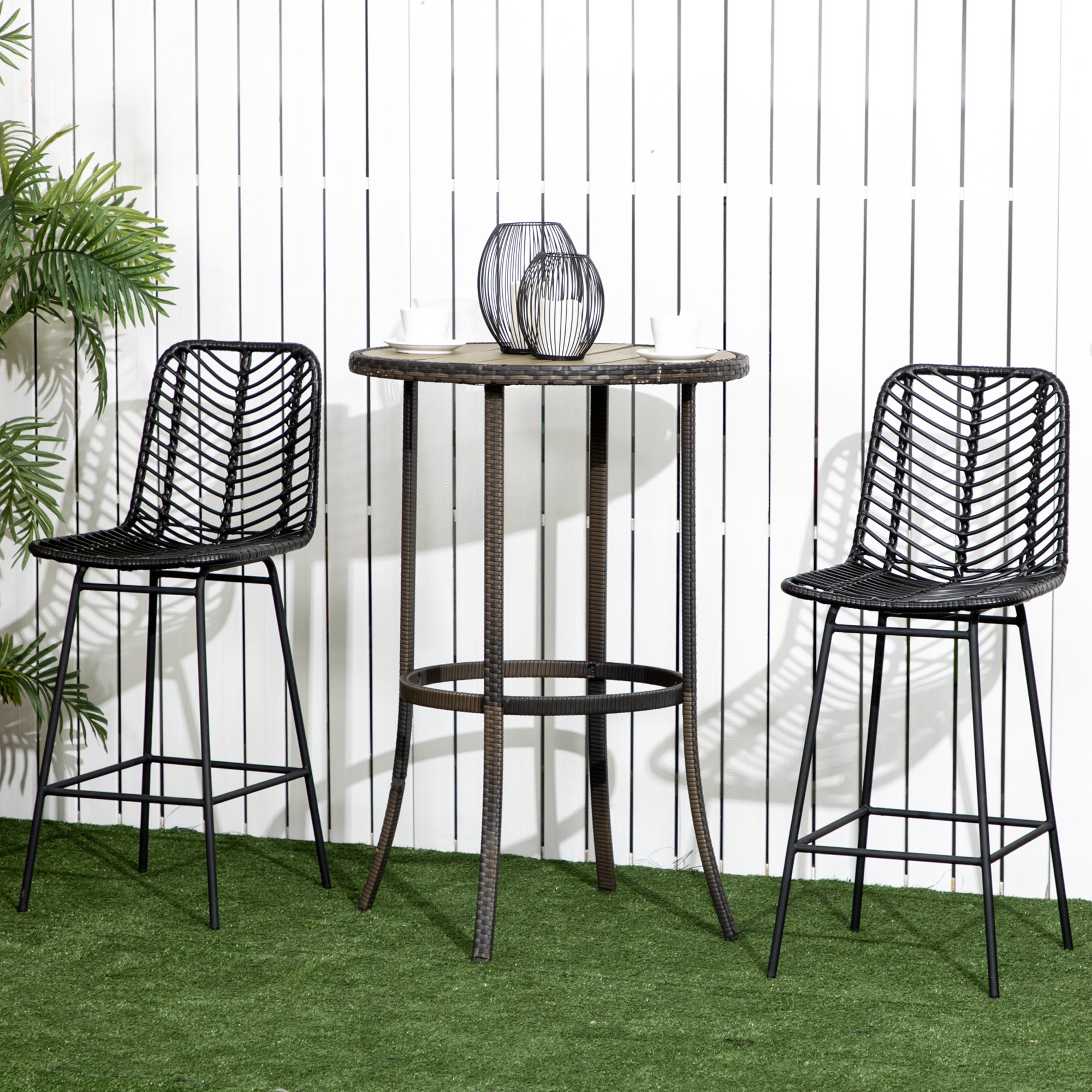 Tabouret de bar rotin lot de 2 HOMCOM - 7