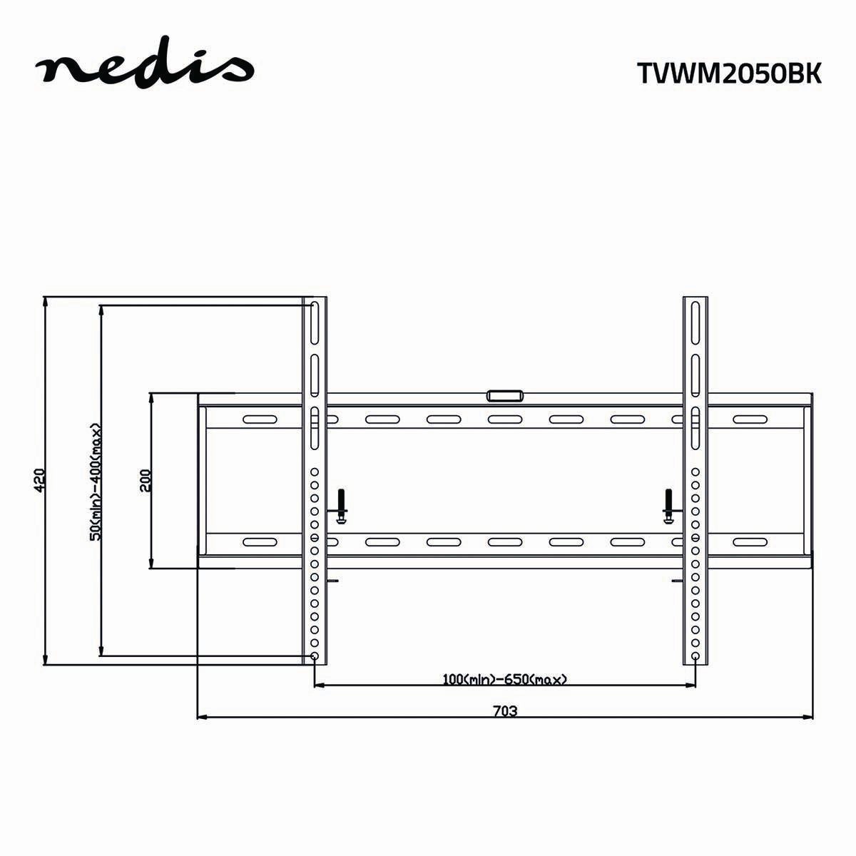 Supporto TV A Parete Fisso Super Sottile – Per Schermi 43-85″, Carico 60kg, Distanza 7.5mm, Acciaio Nero