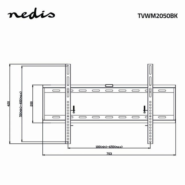 Supporto TV A Parete Fisso Super Sottile – Per Schermi 43-85″, Carico 60kg, Distanza 7.5mm, Acciaio Nero