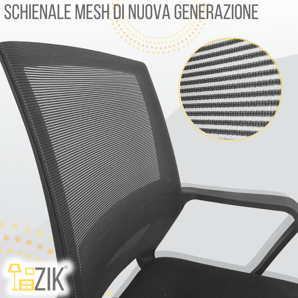 Chaise de Bureau Ergonomique Support Lombaire, Ajustable et Respirant, Noir - ZIK - 5