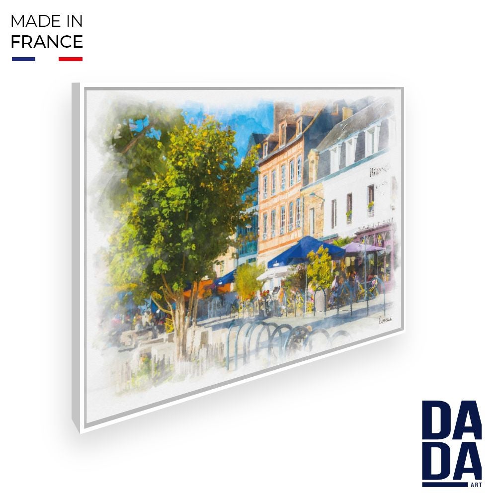Tableau Scène de rue à Evreux / 45x60cm / Cadre Blanc / Fabriqué en ...