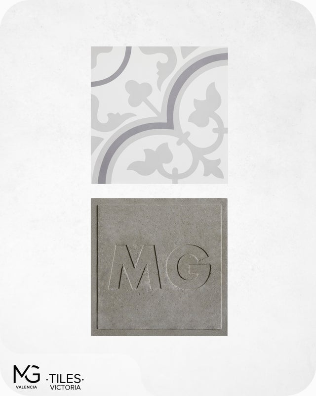 Piastrelle in cemento | VICTORIA | Bianco sporco, nero e grigio 20x20cm (Confezione da 24 unità = 0,96m2)