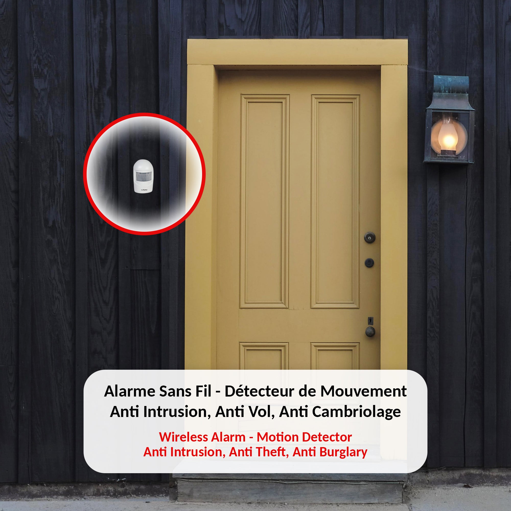 FISHTEC Detecteur de Presence, Mouvement - Sans fil - Sirene Alarme ou Carillon - Accueil ou Securite - 90 Decibels - Portee 5 a 8 metres - 2