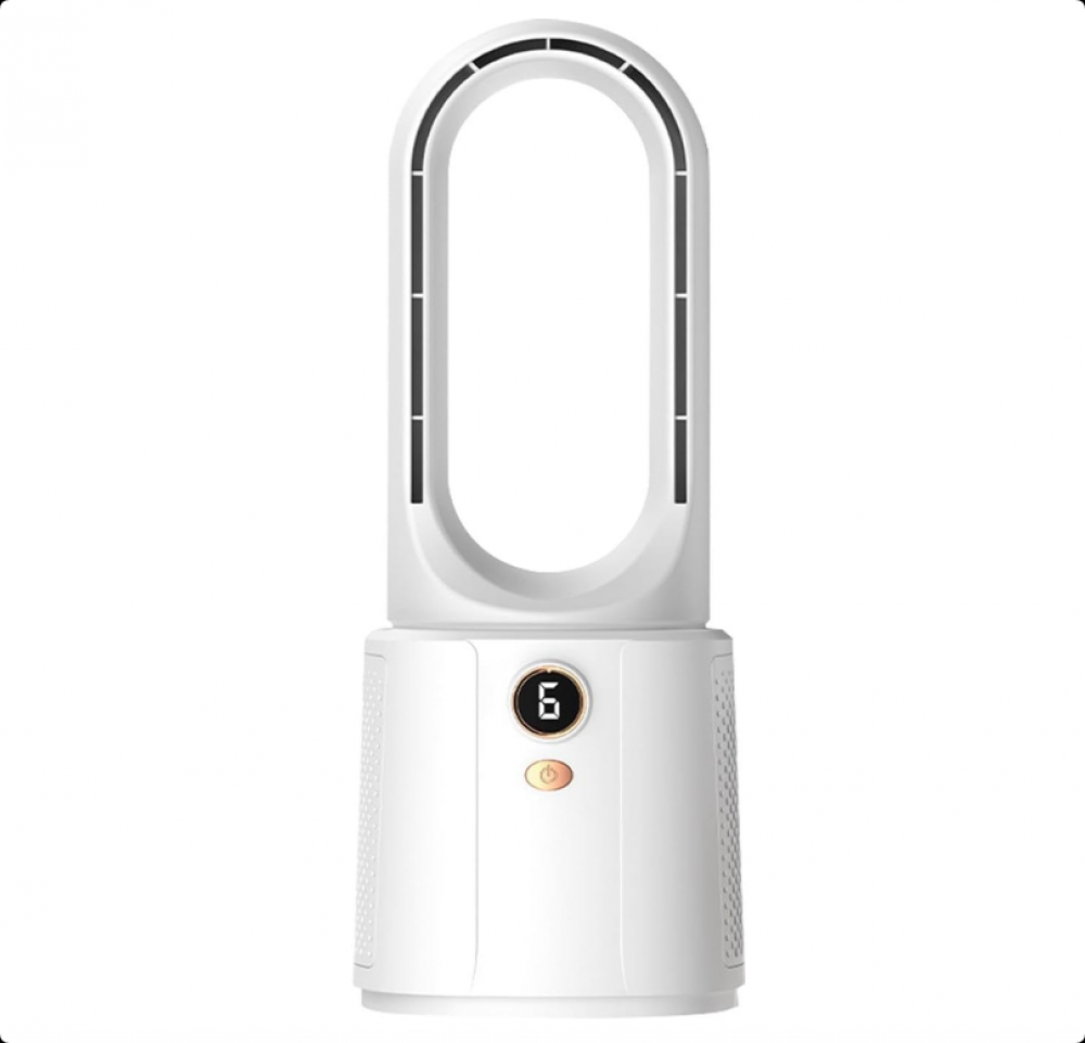 Wentylator wieżowy bez łopatek o 6 prędkościach - cichy wentylator stołowy z ładowalnym wentylatorem biurkowym z lampką nocną