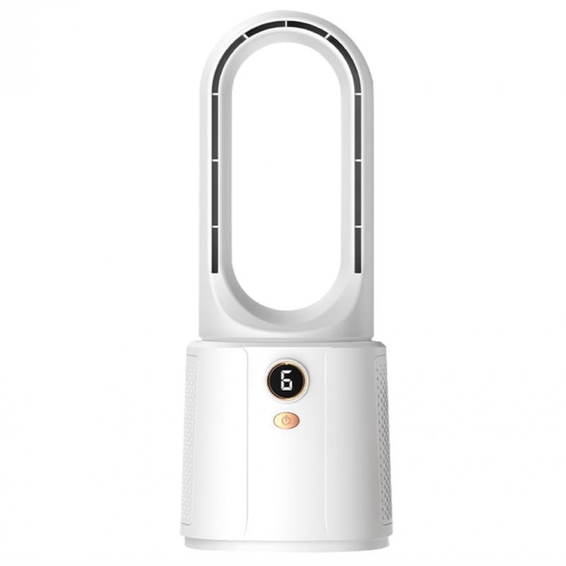 Wentylator wieżowy bez łopatek o 6 prędkościach - cichy wentylator stołowy z ładowalnym wentylatorem biurkowym z lampką nocną