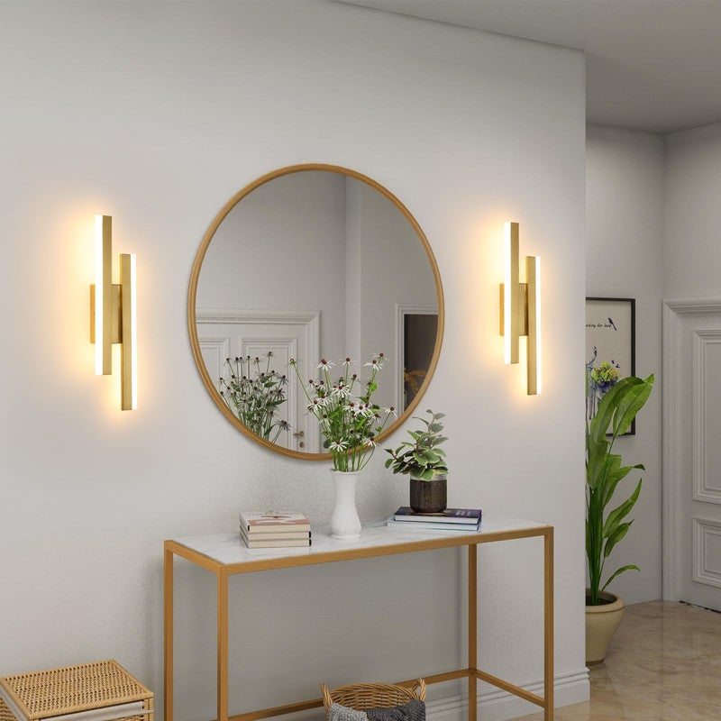 GOECO Applique Murale Intérieure LED 16W, 1800LM Parallèle Lampe Murale Moderne 3000K Lumière Chaude pour Salon, Chambre, Escalier, Couloir (Or) - 4