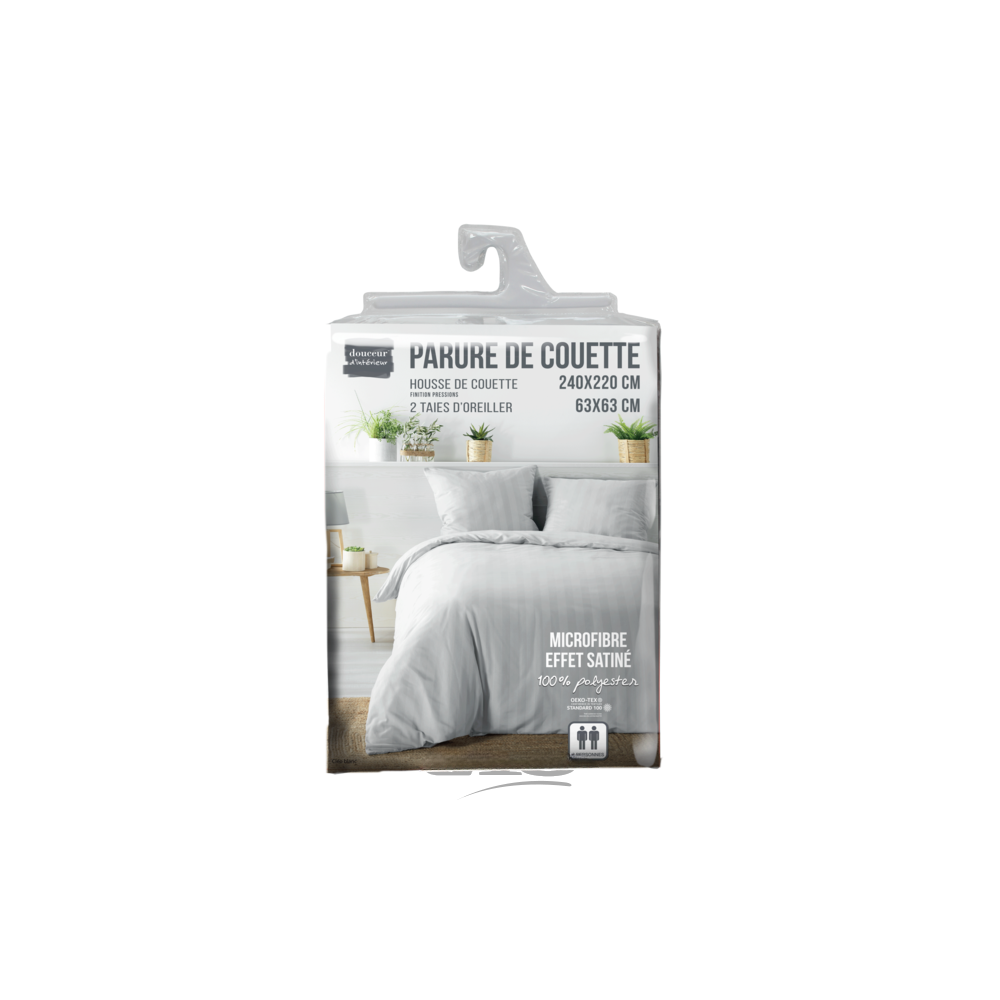 Parure de Lit - Cléo UNI Housse de Couette 240 x 220 cm + Taies d'Oreiller - Blanc - 4