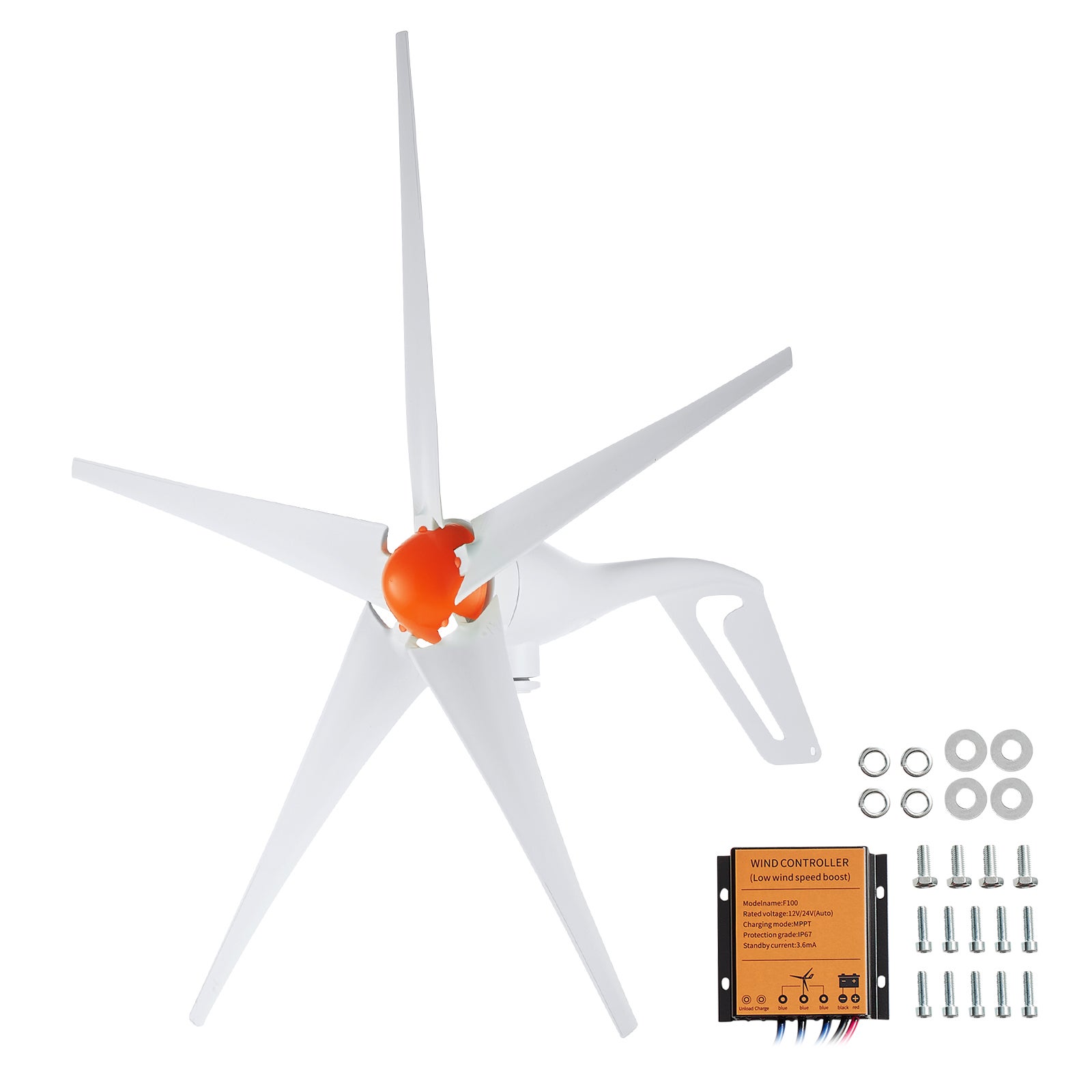 Gerador turbina eólica 500 W, kit energia eólica 12 V e 5 lâminas com controlador MPPT, direção vento ajustável e velocidade partida 2,5 m/s SucceBuy - 3