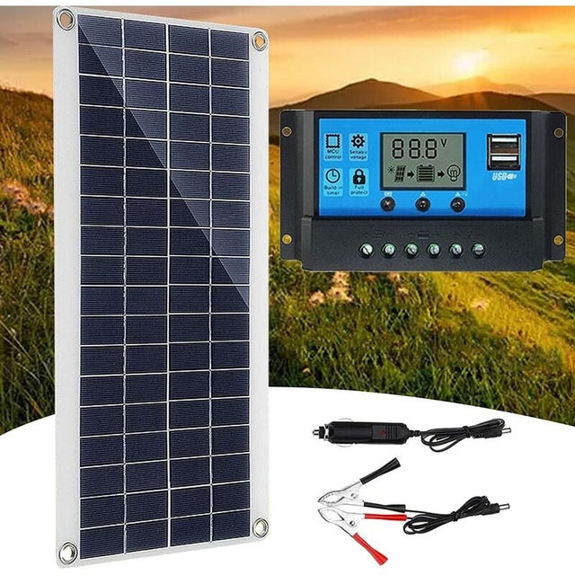 Panneau solaire 30 W 12 V, kit de panneau solaire, kit de chargeur de batterie avec contrôleur de charge solaire 60 A.