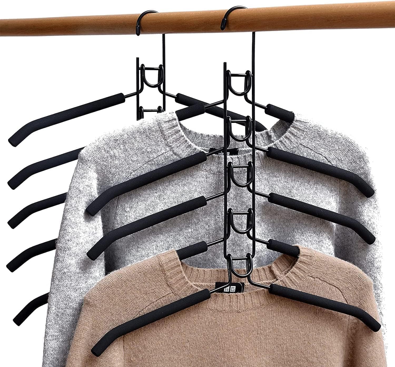 2 cintres magiques 5 en 1 - Métal - Pour jeans, t-shirts - Antidérapant