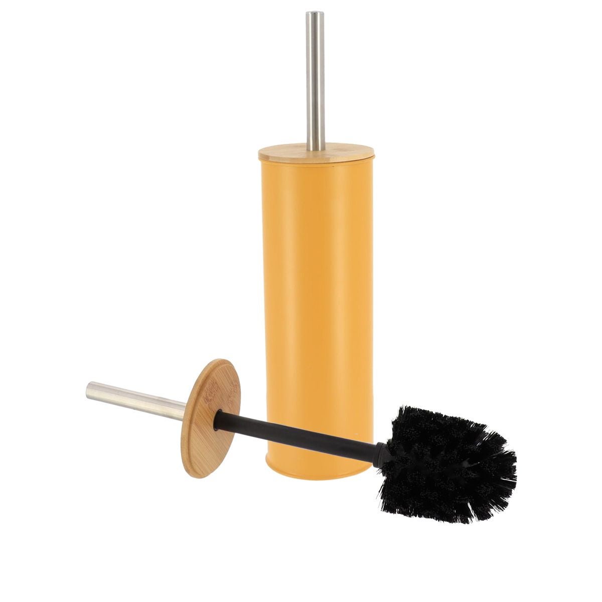 Brosse wc metal couvercle bambou - moutarde - Tendance - 2