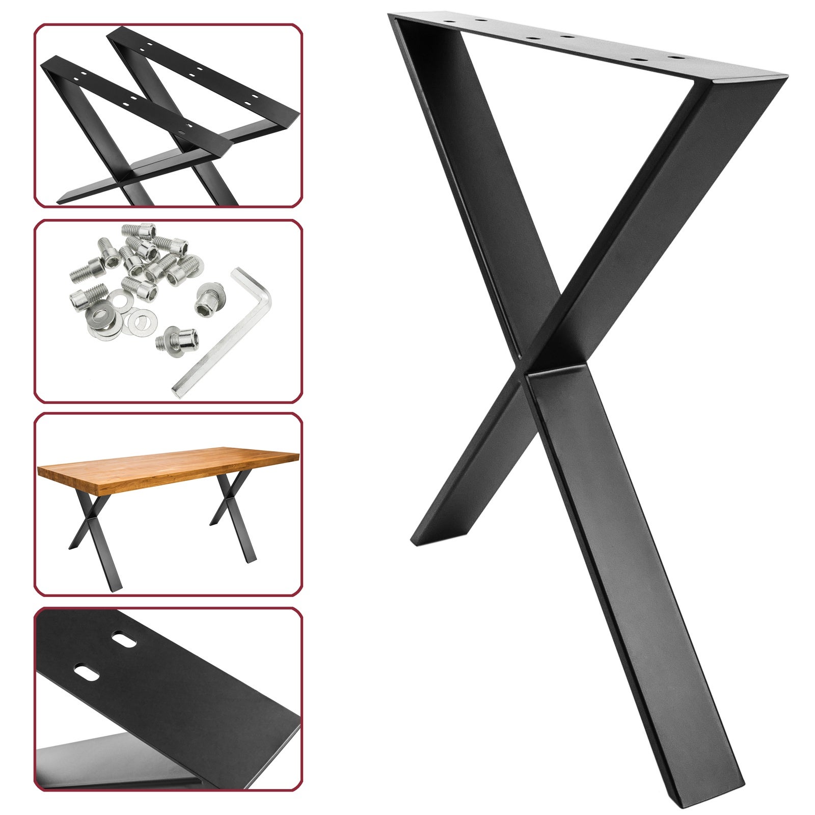 Lot de 2 pieds de table noirs - 3