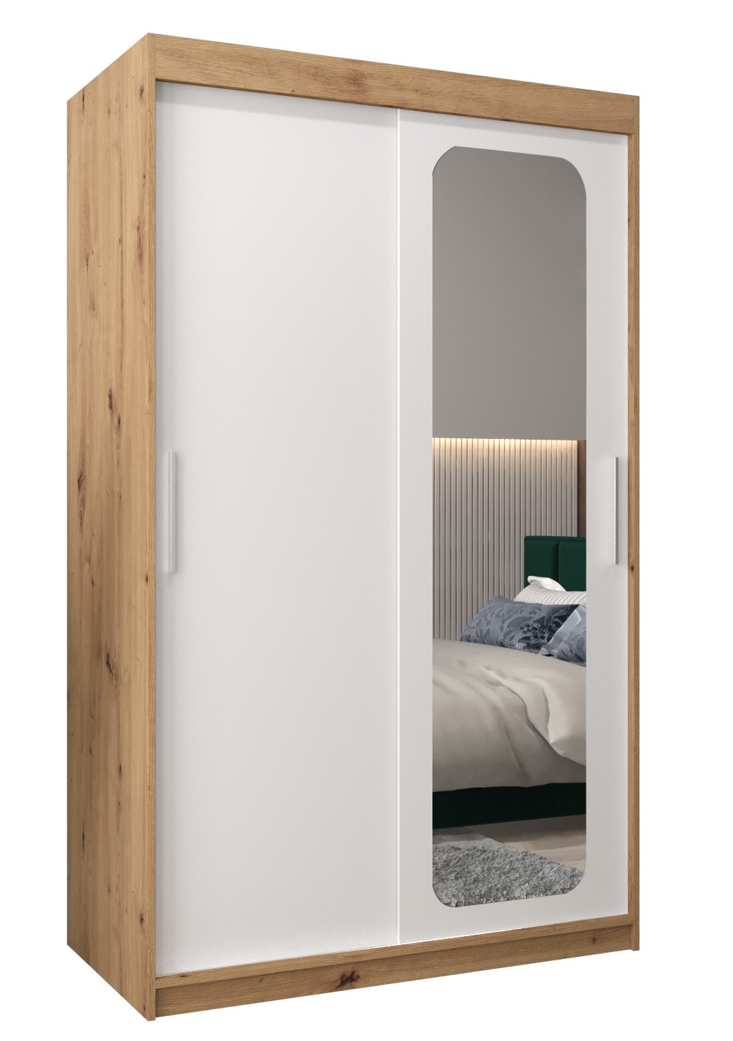 Szafa przesuwna garderoba PROMO T2 120 x 62 x 200 cm Artisan + Biały - Abiks Meble
