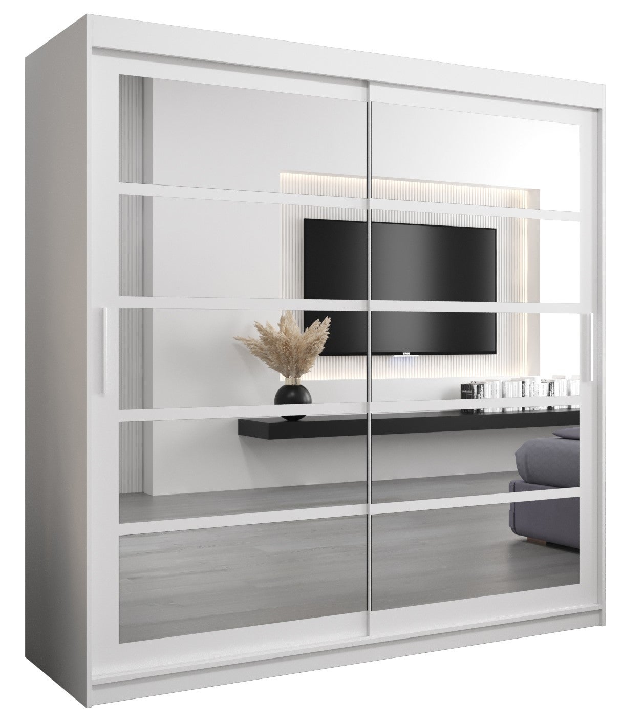 Szafa przesuwna garderoba ROMA 2 200 x 62 x 200 cm Biały - Abiks Meble