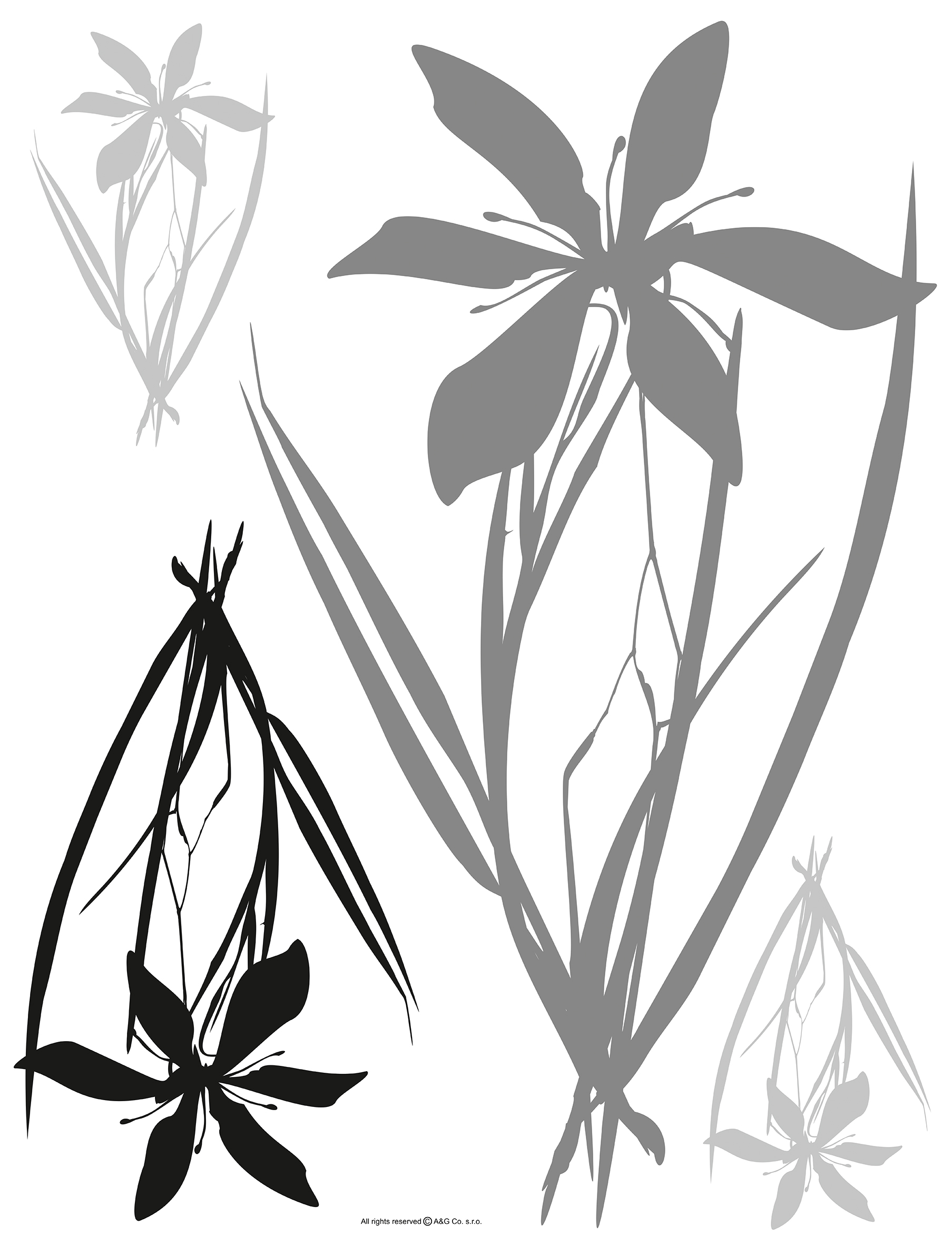 Mural decorativo autoadhesivo flores gris y negro - 85 x 65 cm - sanders & sanders