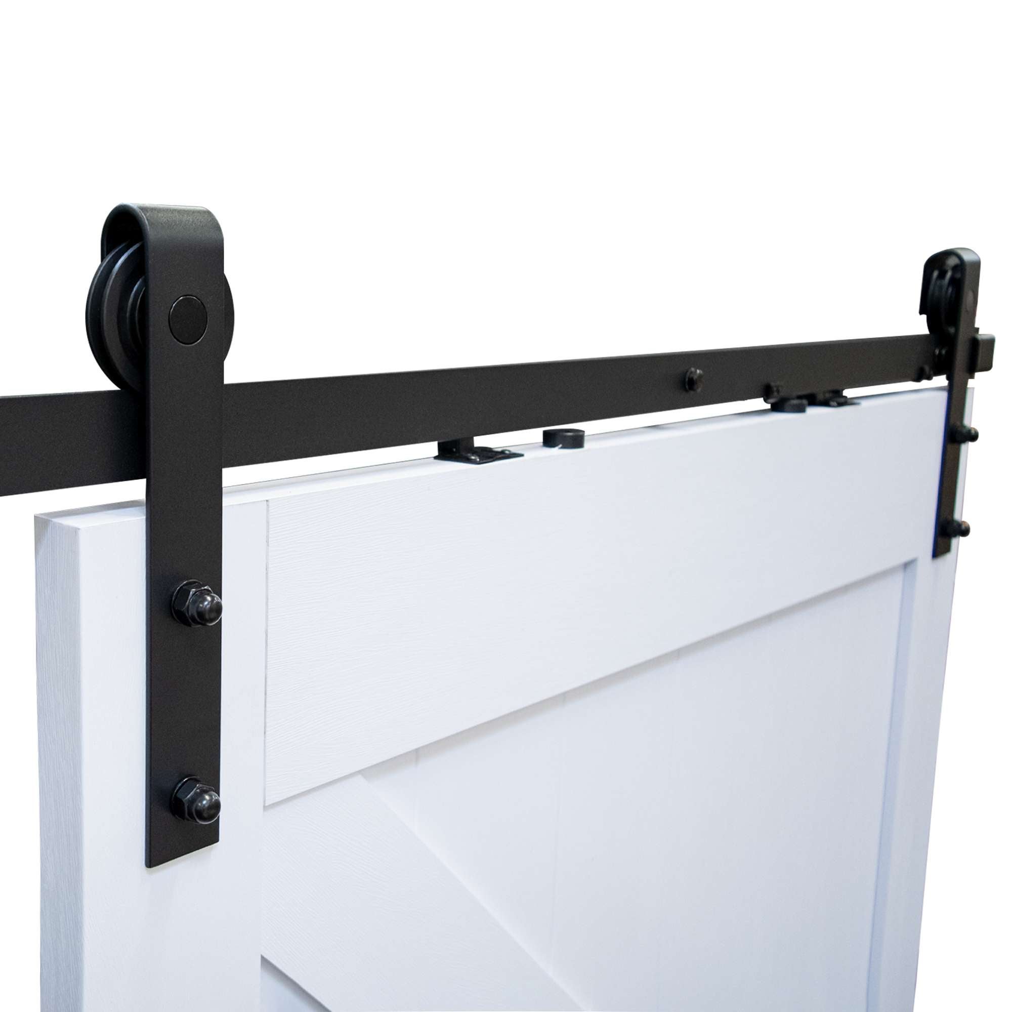 Kit porte coulissante en bois Grange oak acier MDF + rail H.206 x l.77 cm, SCHULTE, double amortisseur, porte coulissante intérieure en bois, blanc - 4