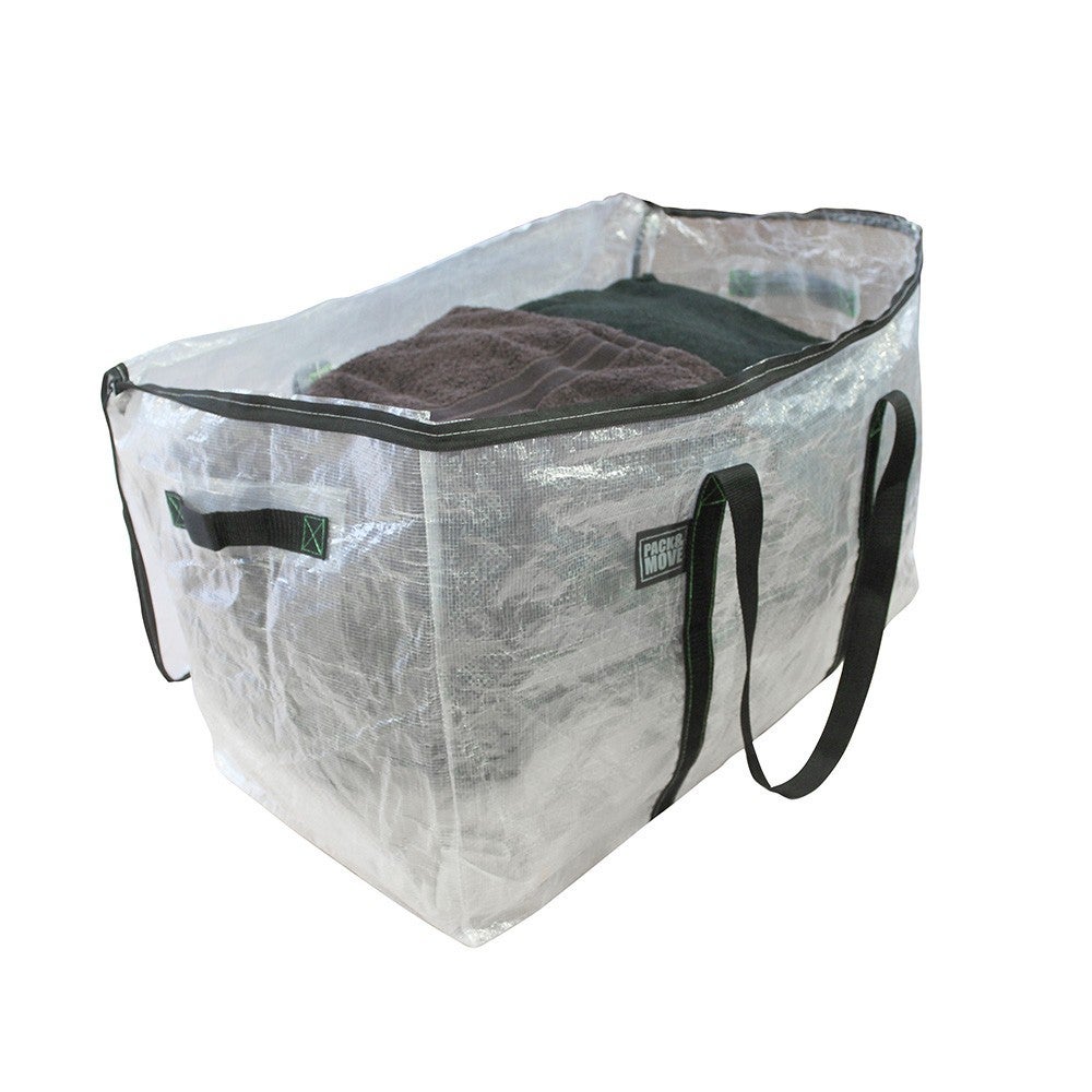 Pack and Move - Lot 2 Grands Sacs Déménagement Transparent Recyclé - Rangement Et Transport Ultra Résistant - Réutilisable - Poignées Solides - 100L - 8