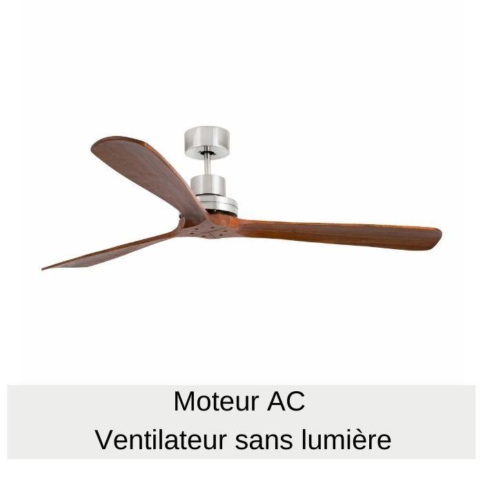 Ventilateur De Plafond FARO Lantau Ø132 Cm - Moteur DC Silencieux, 6 Vitesses - Bois Pin Et Finition Nickel