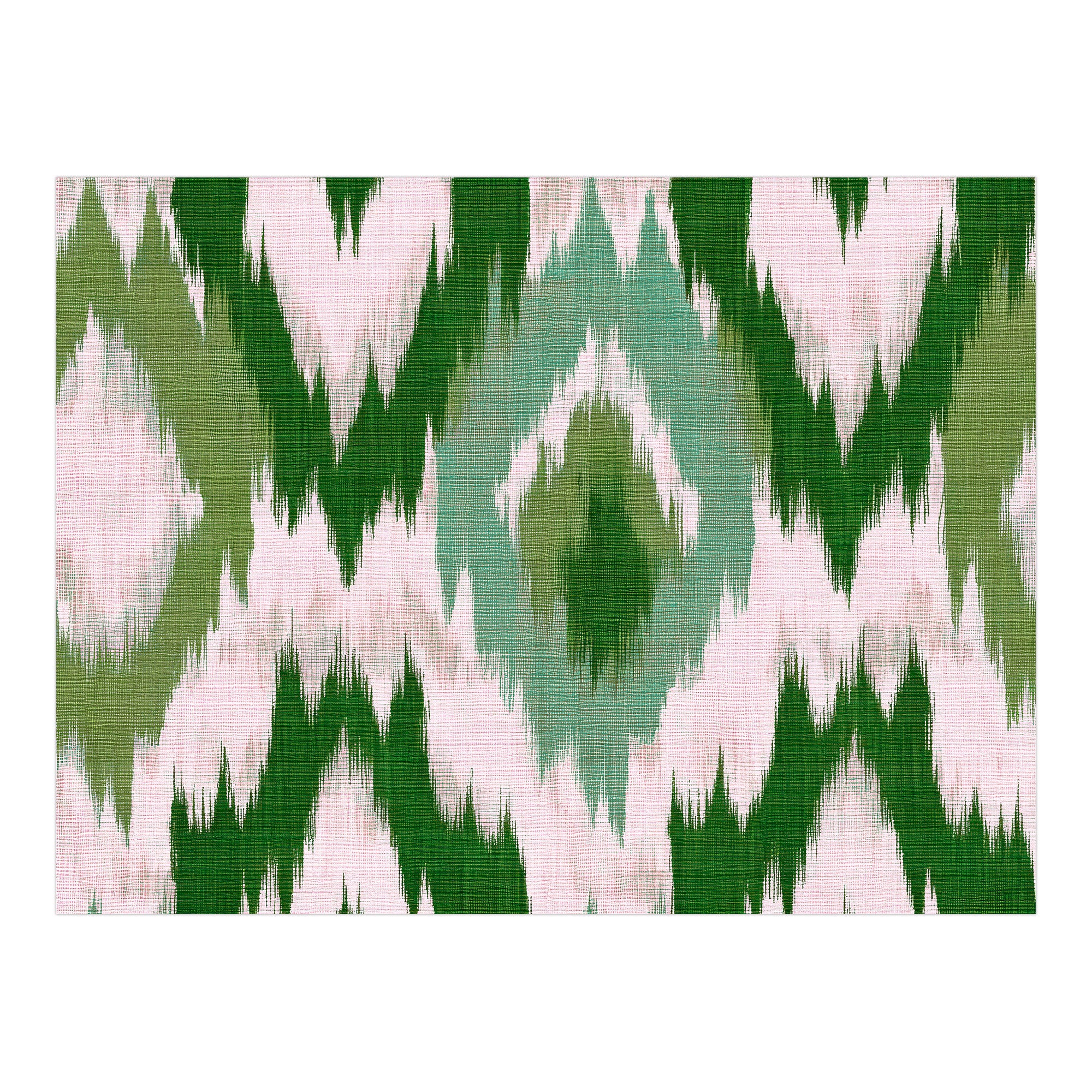 Tapis PVC Intérieur/Extérieur Ikat Émeraude 160x240 cm - Vinyle imprimé antidérapant, lavable et résistant pour terrasse et maison - 5