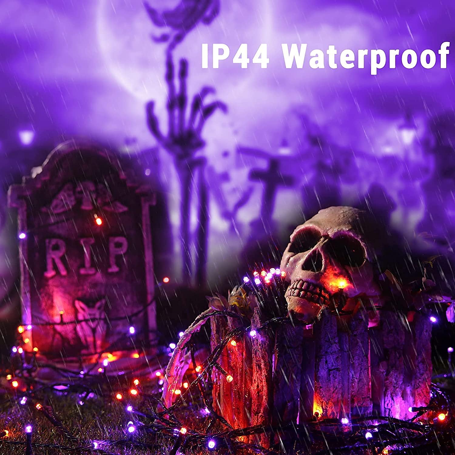20M 200 LED Halloween Decoration Guirlandes Lumineuses Orange + Pourpre, Extérieure Noël Guirlandes Électrique Étanche 8 Modes Intérieur Lumière pou - 4