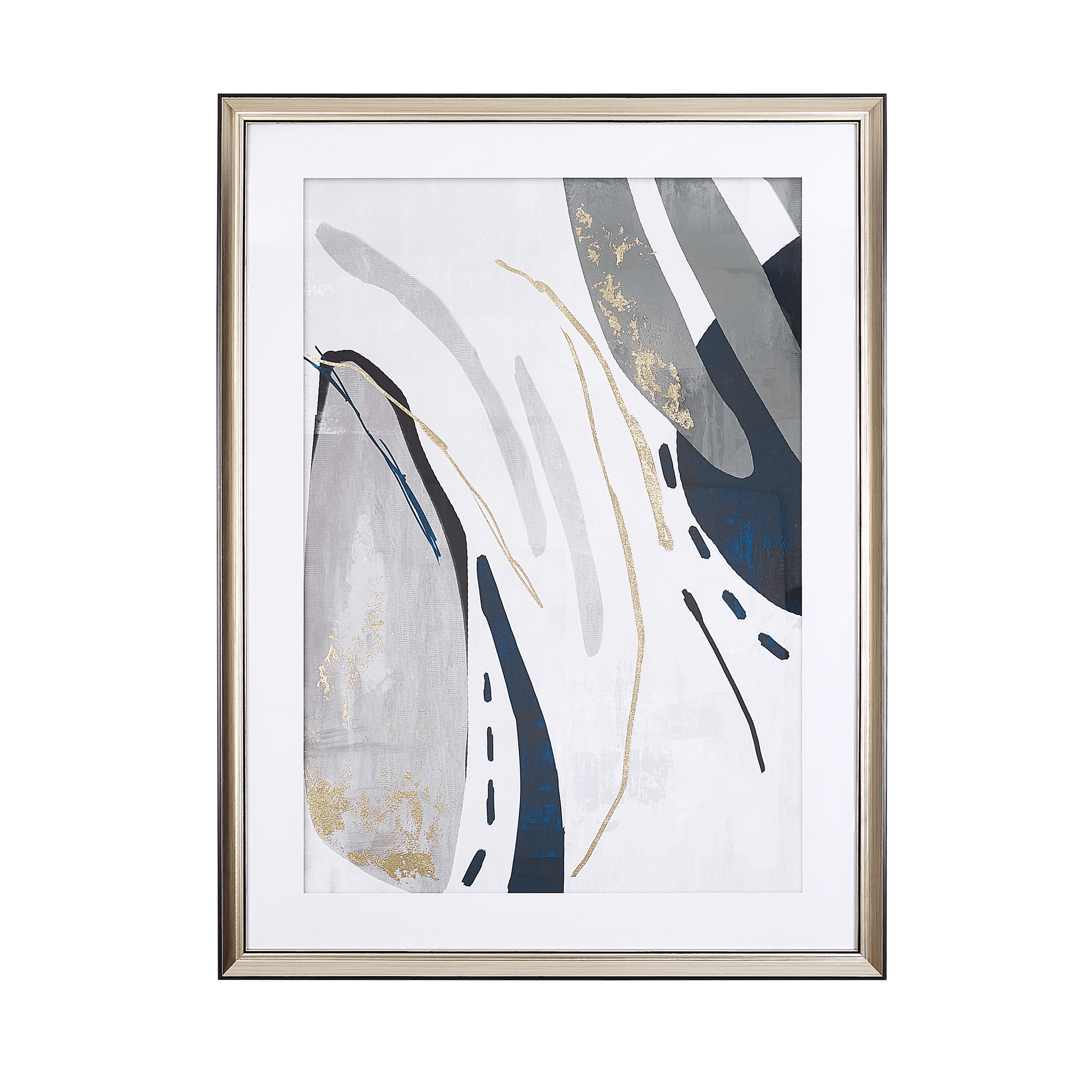 Beliani impresión de pared enmarcada hidmo rectangular 60 x 80 cm abstracto gris