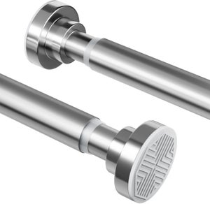 Asta Per Tende Telescopica 28mm STORESDECO Senza Forare, In Metallo Anticorrosione, Montaggio A Pressione, 70-120cm, Finitura Legno, Made In Spain