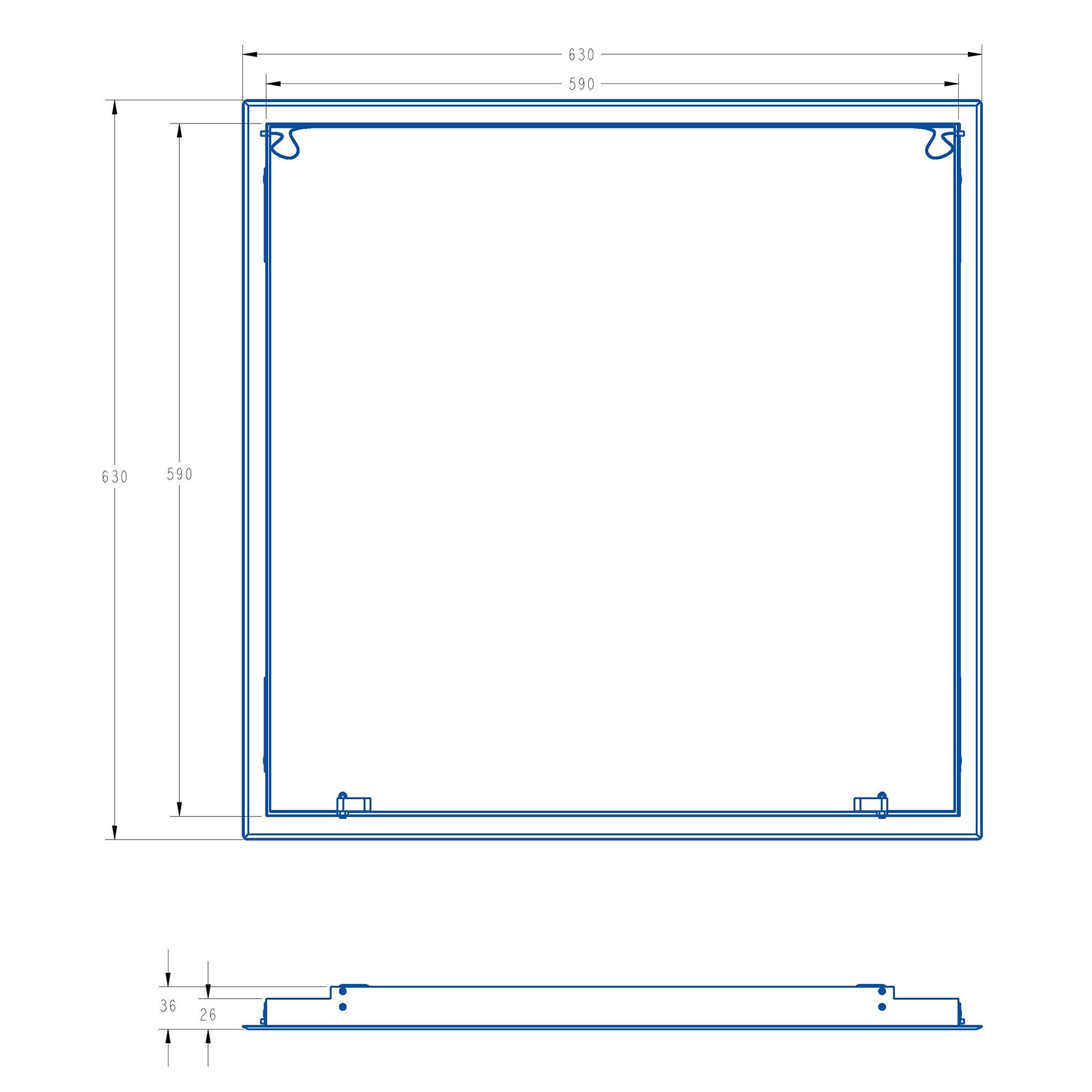 Trappe de visite encastrable 600x600 mm en acier galvanisé, finition blanche avec ouverture/fermeture par pression NOYON & THIEBAULT - 5