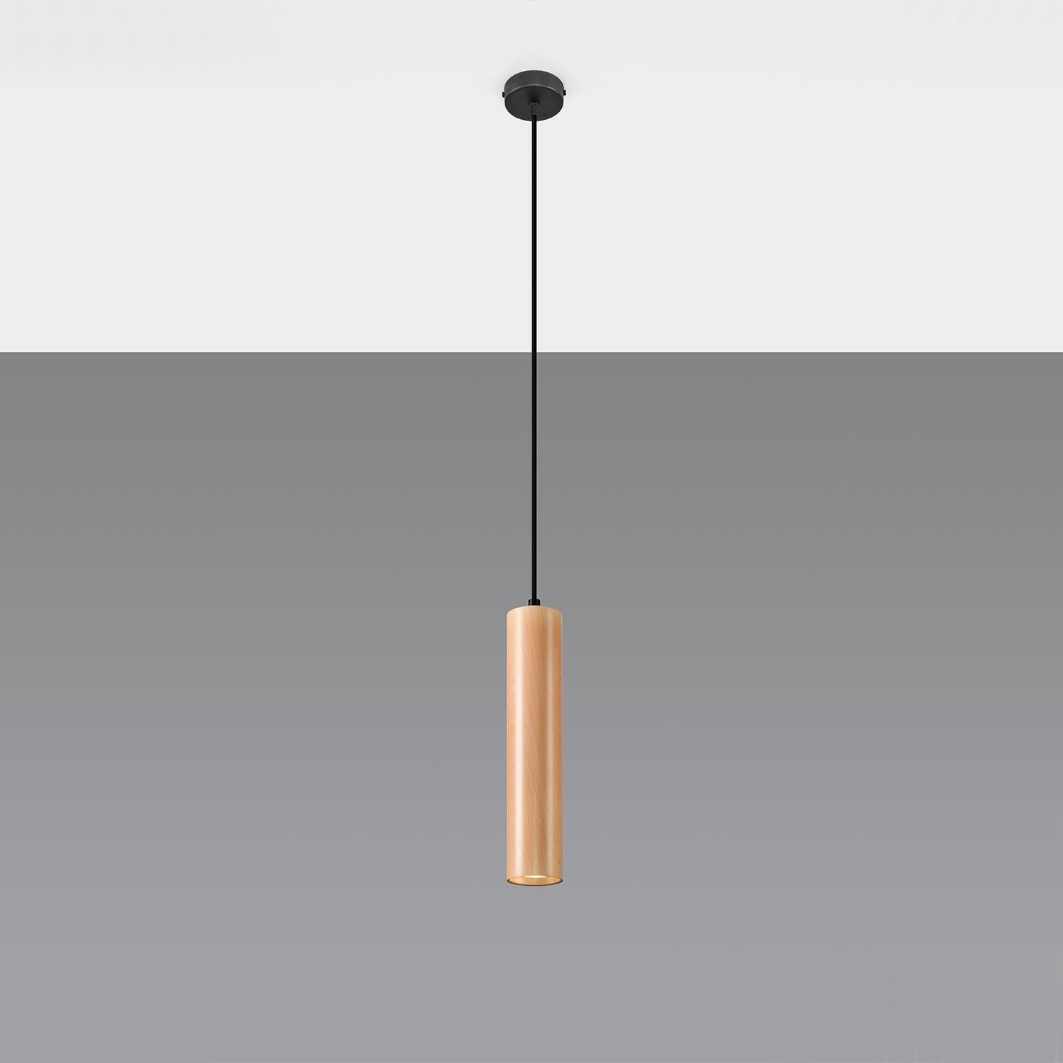 Lampa sufitowa wisząca Lino czarna-naturalne drewno 1xGU10x40W wym: 100 x 8 x 8 cm aluminium Sollux Lighting
