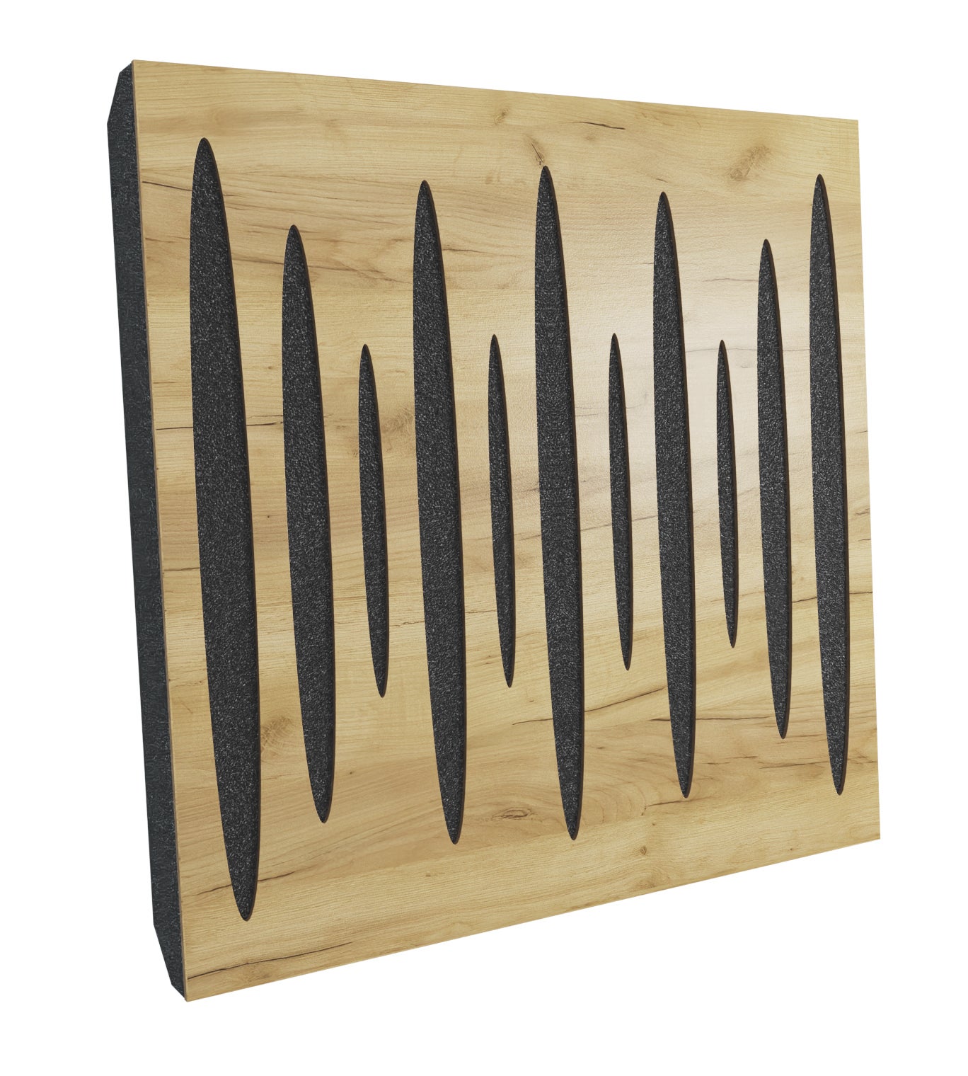 Lot de 4 Panneaux acoustiques insonorisants PULSAR 50x50x5 cm - 1 m² surf.totale - MDF perforé laminé et mousse acoustique - Chêne - 2
