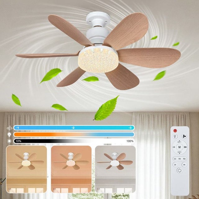 Ventilateur Plafond avec Lumiere 52cm 40W LED Lampe Plafonnier Ventilateur Silencieux avec Telecommande pour Chambre Salon Cuisine