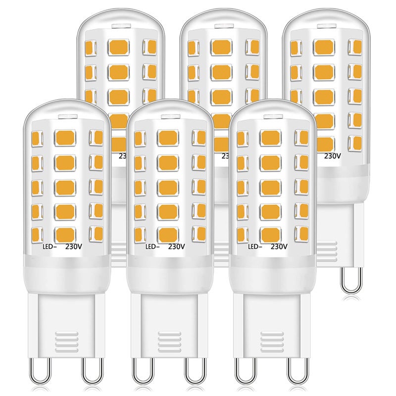 Zestaw 6 żarówek LED G9 3W, 350 lm, odpowiednik halogenu 40W, zimna biel 6000 K, 220-240 V, CRI 82, nieściemnialna, energooszczędna