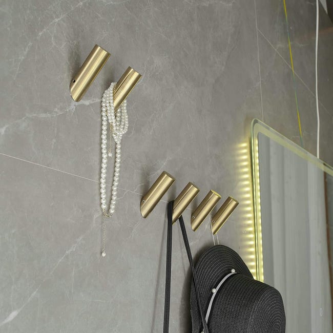 Set di 4 ganci da parete in oro spazzolato per asciugamani e accappatoi | Leroy Merlin Set di 4 ganci da parete in oro spazzolato per asciugamani e accappatoi | Leroy Merlin