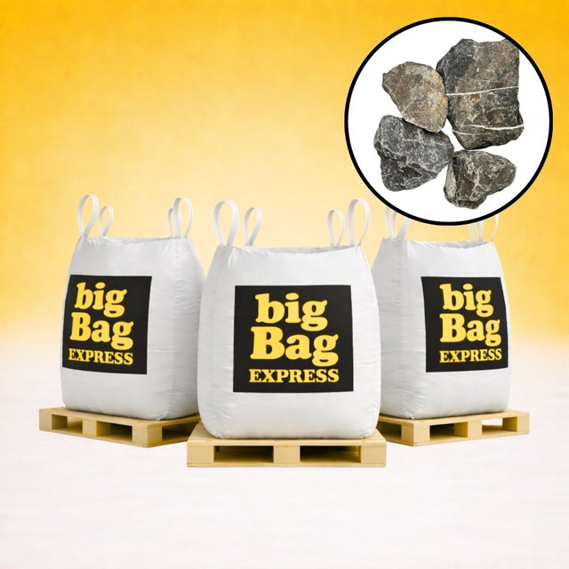 PACK 3 X BIG BAG de +/- 1,5T Ballast ou Pierre à Gabion Gris Ø 80/150 mm - Livraison PREMIUM