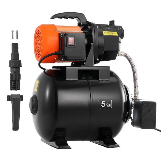 Groupe surpression SucceBuy 735 W avec reservoir de pression de 19 L, debit de 3750 L/h, equipe deun filtre, clapet anti-retour, systeme automatique